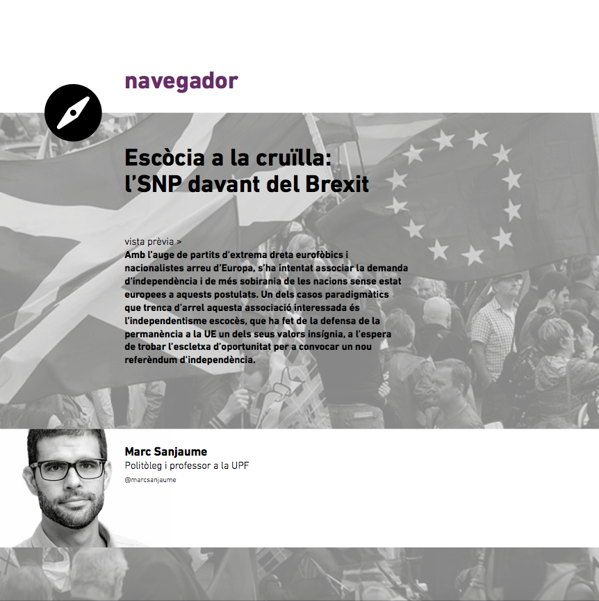 Article de Marc Sanjaume a Eines 34 sobre Escòcia a la cruïlla: l’SNP davant del Brexit