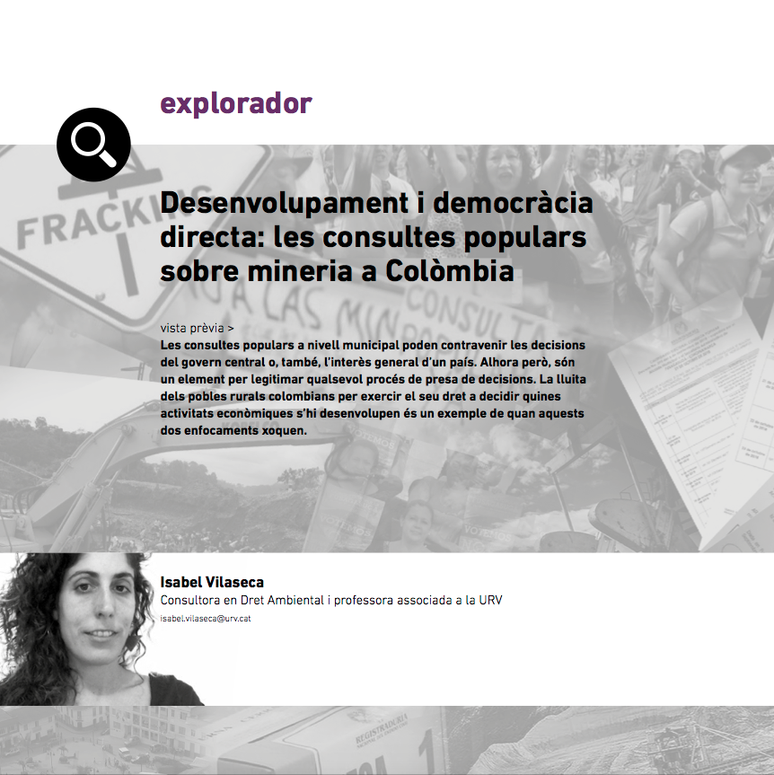 Article d'Isabel Vilaseca a Eines 34 sobre les consultes populars sobre mineria a Colòmbia