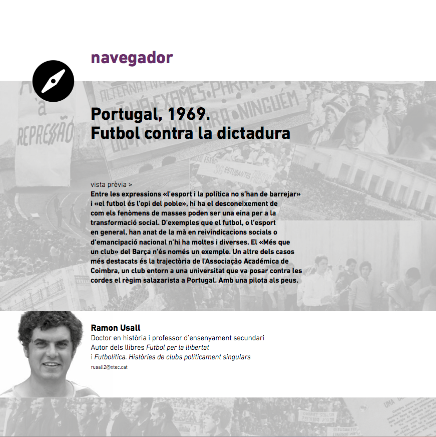 Article de Ramon Usall sobre Portugal, 1969. Futbol contra la dictadura