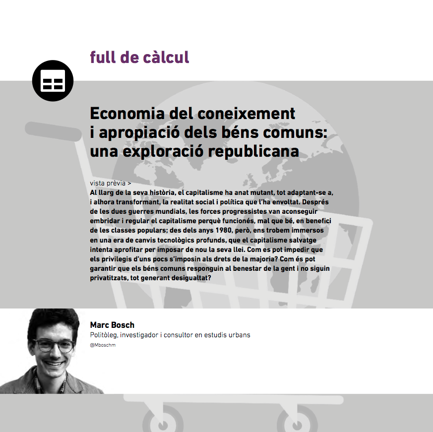 Article de Marc Bosch a Eines 36 sobre Economia del coneixement i apropiació dels béns comuns