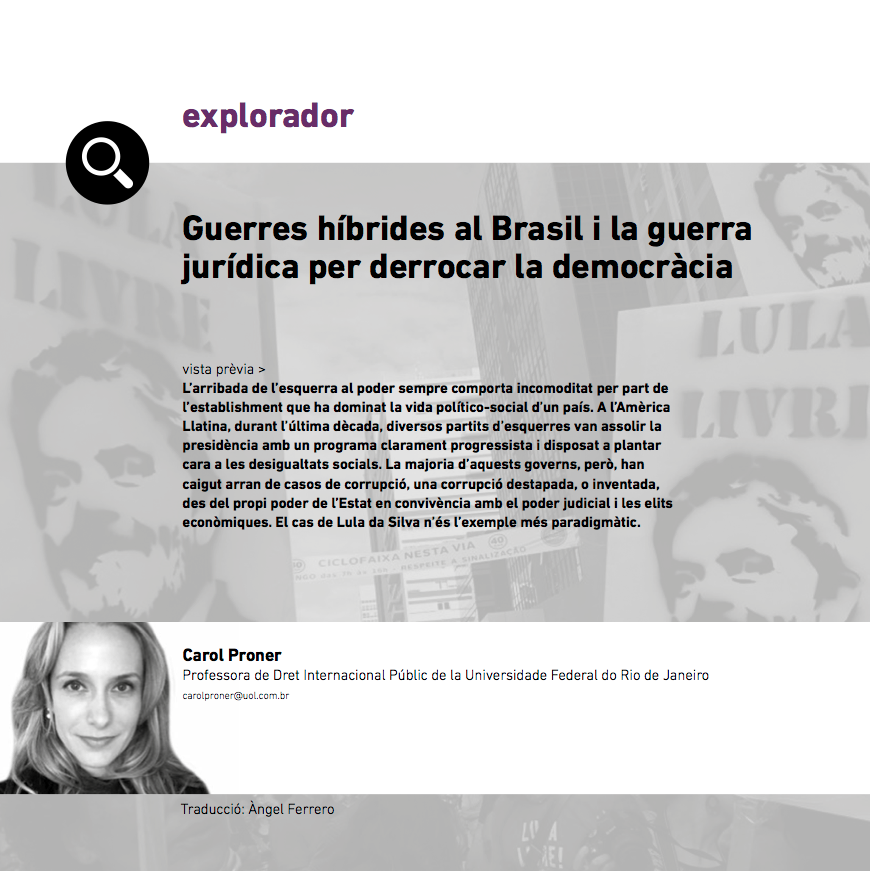 Article de Carol Promer a Eines 36 sbore guerres híbrides al Brasil i la guerra jurídica per derrocar la democràcia