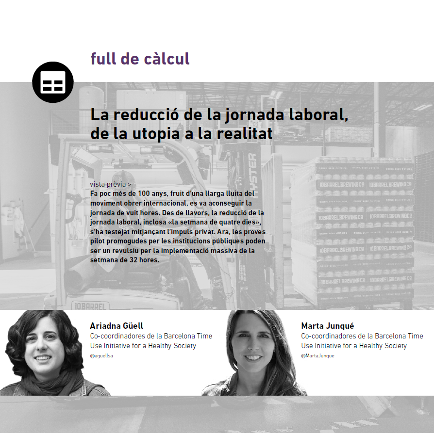 "La reducció de la jornada laboral, de la utopia a la realitat" d'Ariadna Güell i Marta Junqué