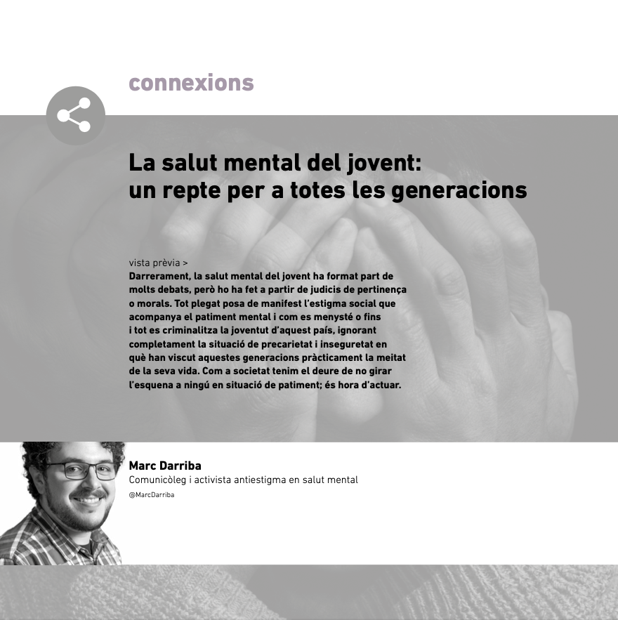 Article de Marc Darriba a Eines 45 sobre salut mental i jovent