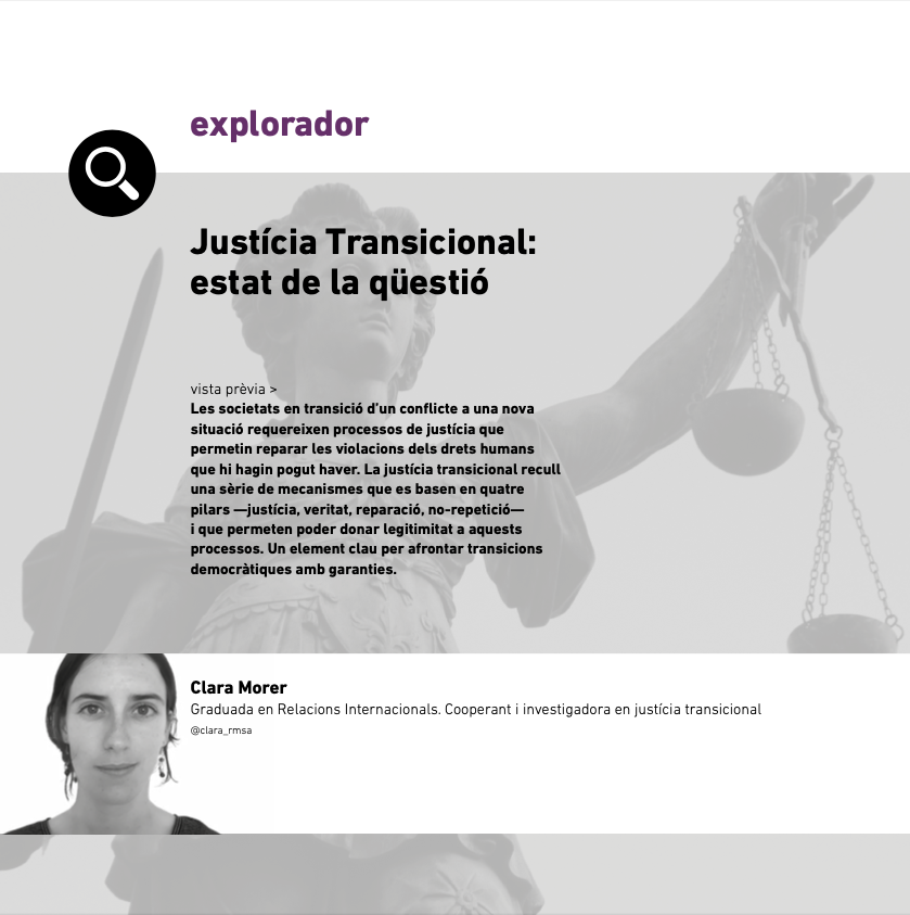 Article de Clara Morer sobre Justícia Transicional