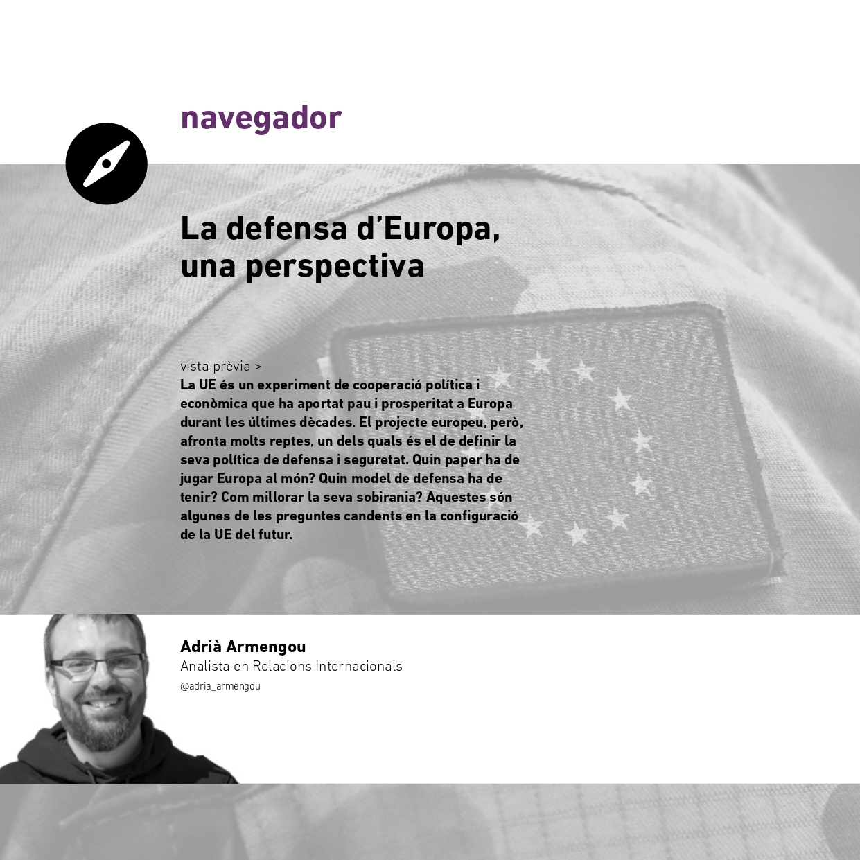 Article d'Adrià Armengou sobre la defensa d’Europa