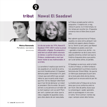 Tribut de (autor de l’article) a Nawal El Saadawi a Eines 48