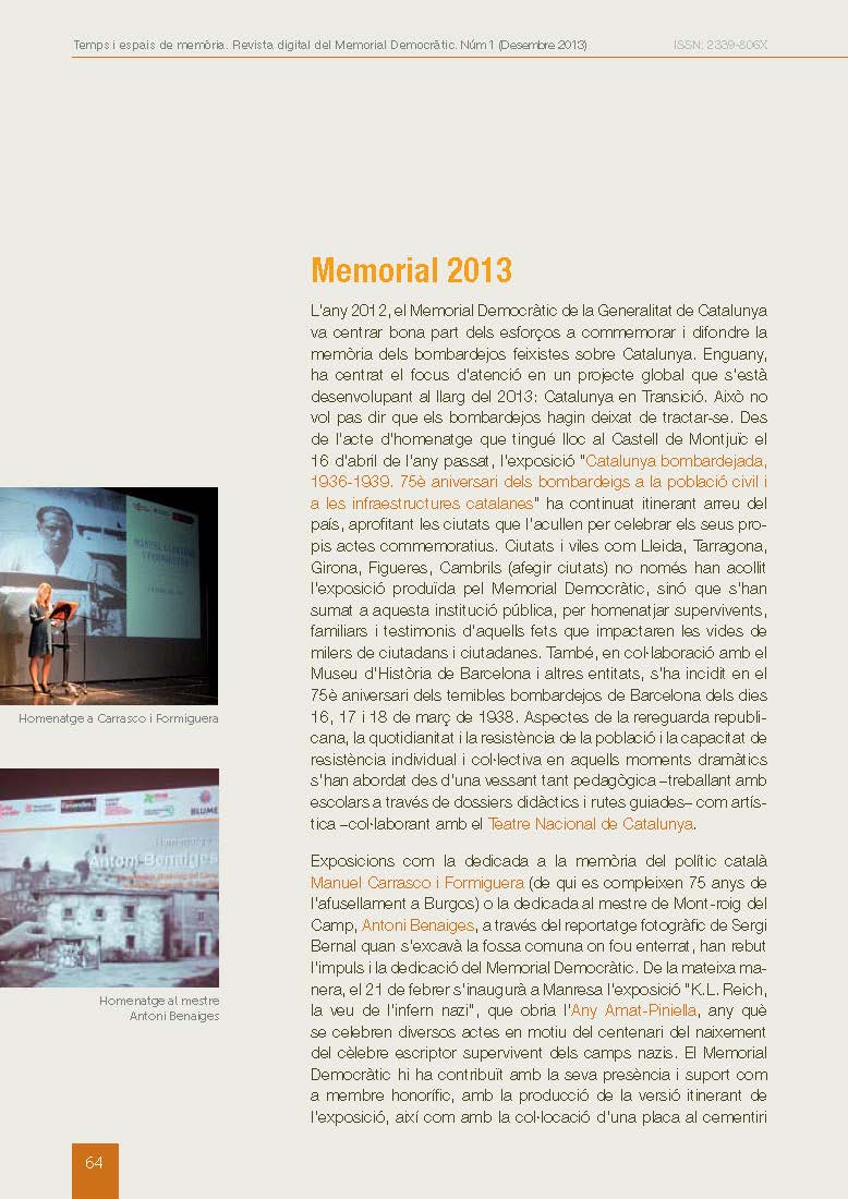 Portada de l'article: Memorial 2013