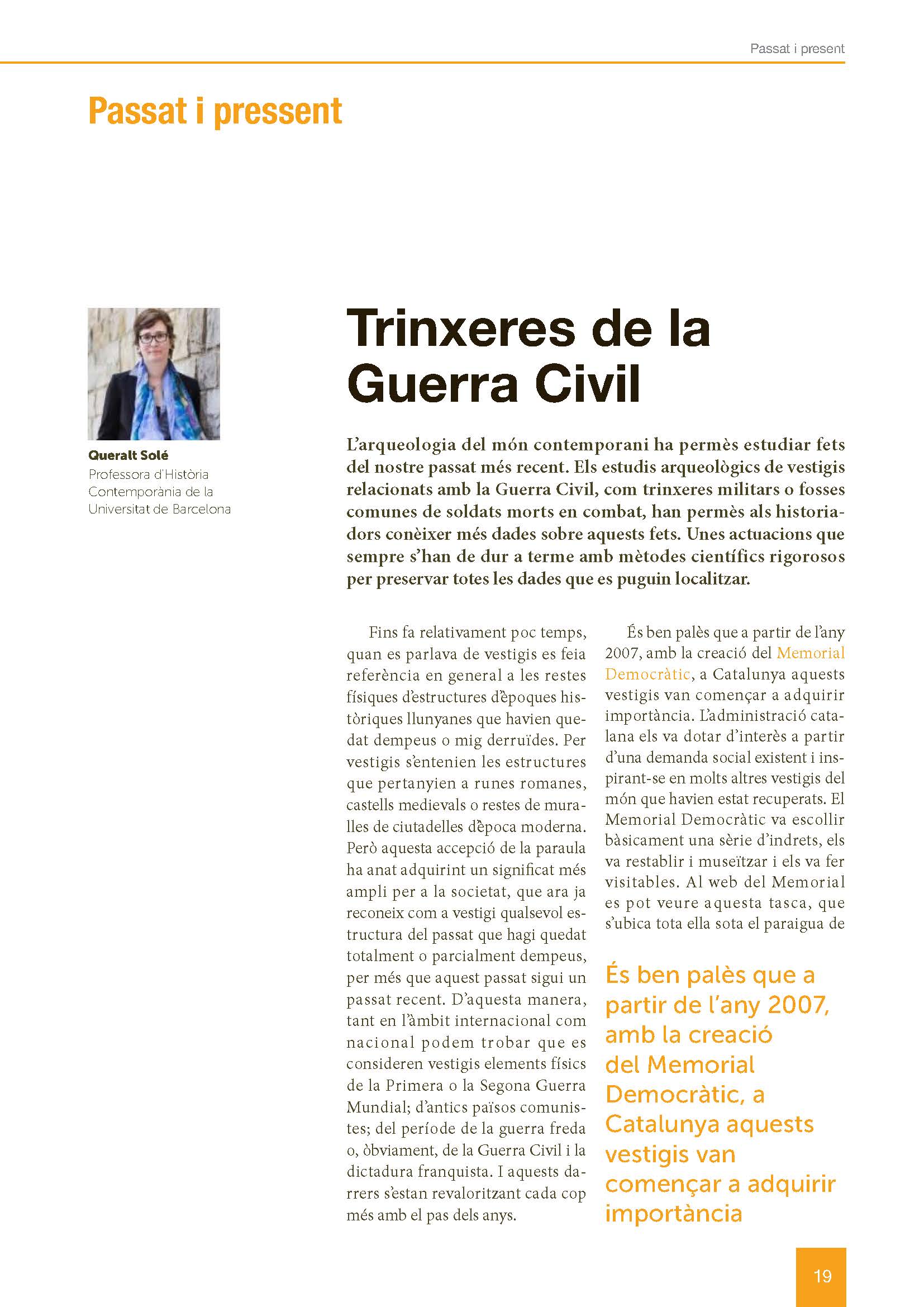 Portada de l'article: Trinxeres de la Guerra Civil