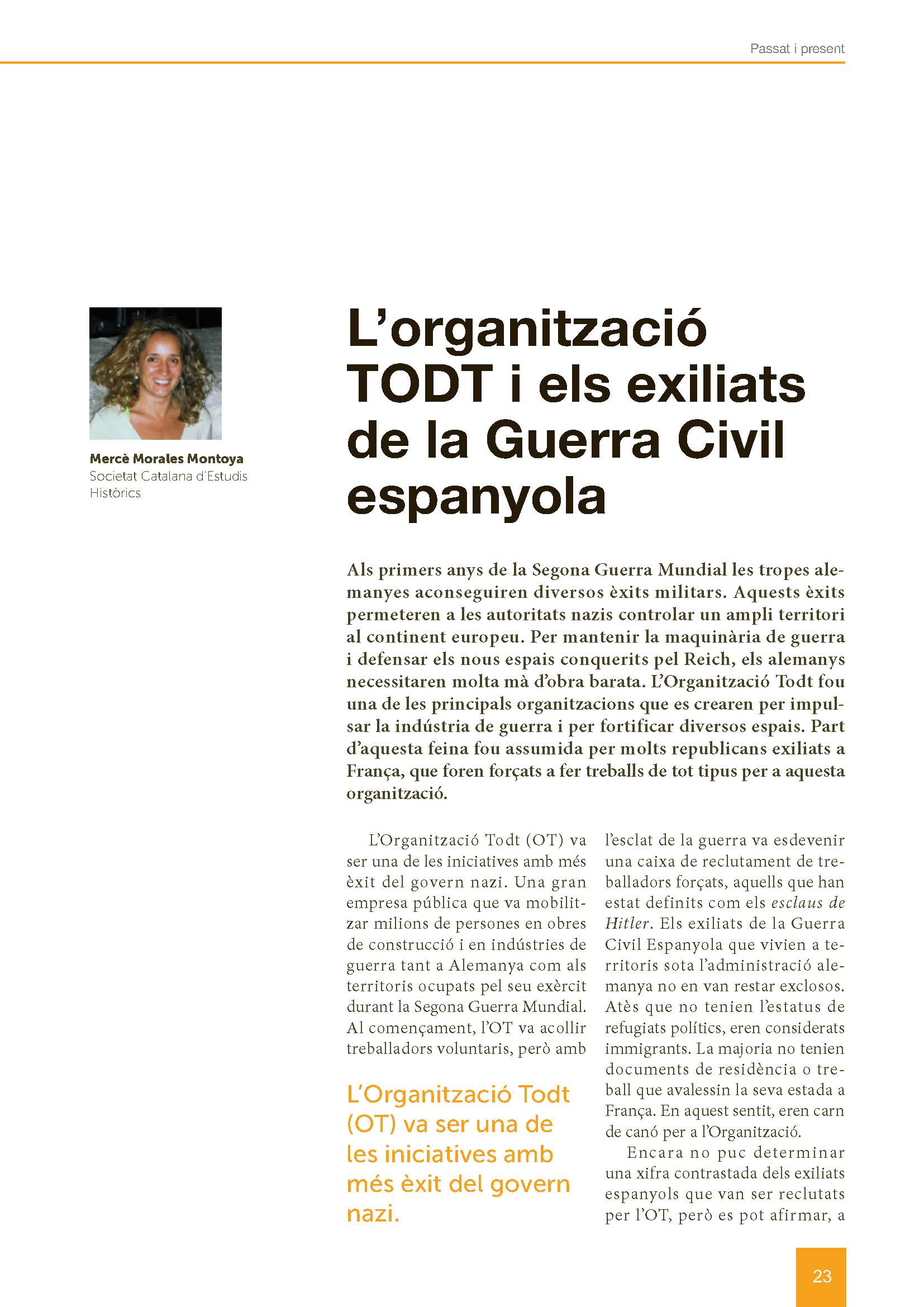 Portada de l'article: L'organització TODT i els exiliats de la Guerra Civil espanyola