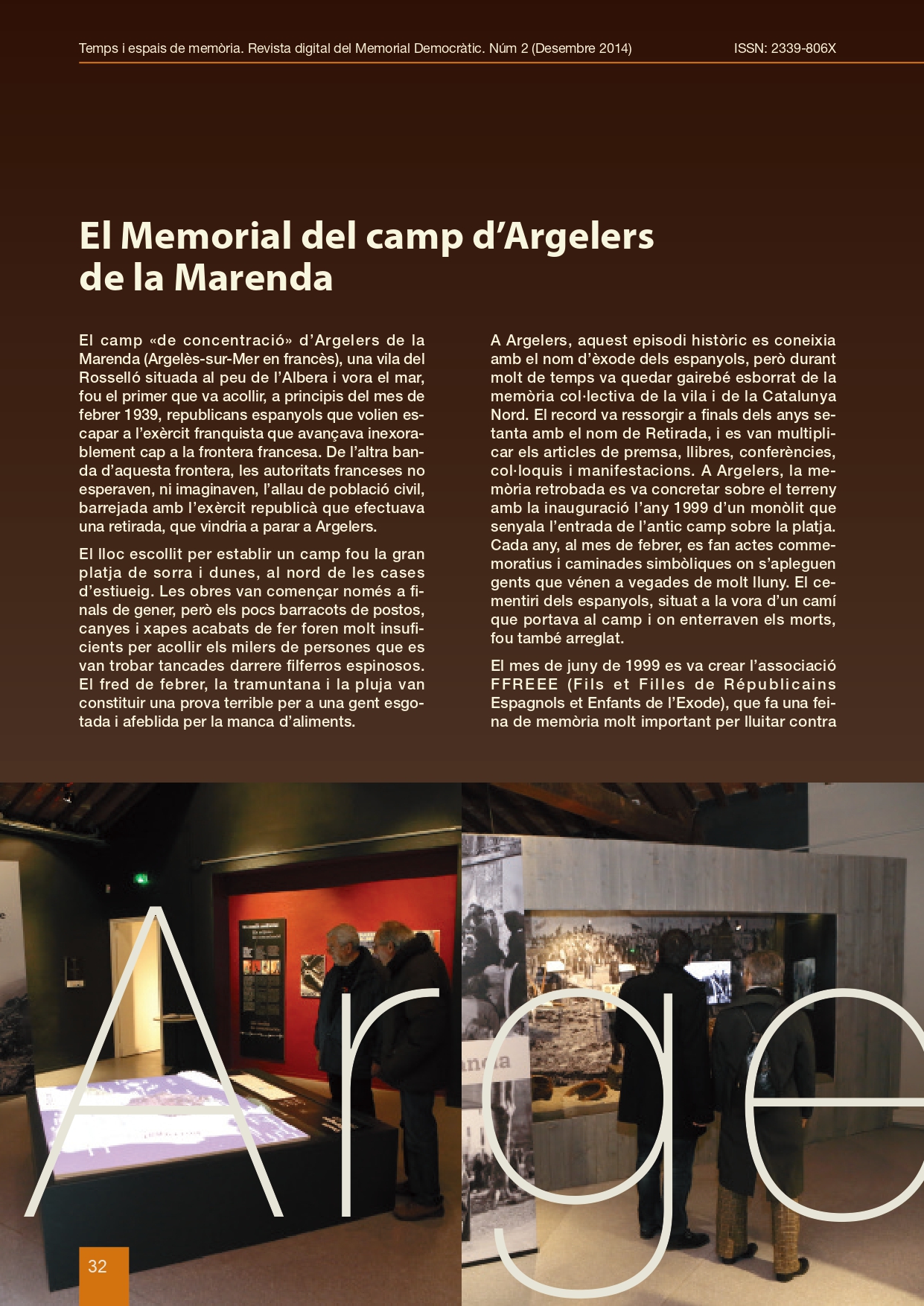 Portada de l’article: El Memorial del camp d’Argelers de la Marenda