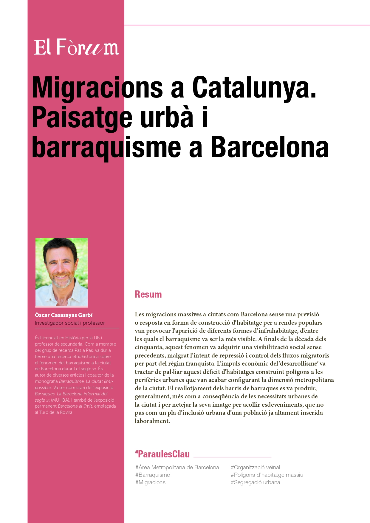 Portada de l'article: Migracions a Catalunya. Paisatge urbà i barraquisme a Barcelona