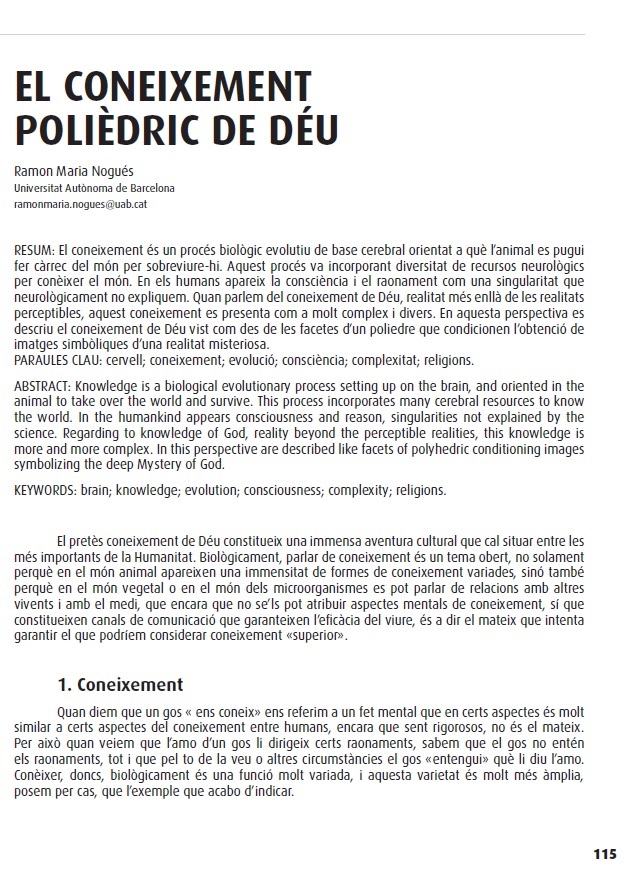 El coneixement polièdric de Déu